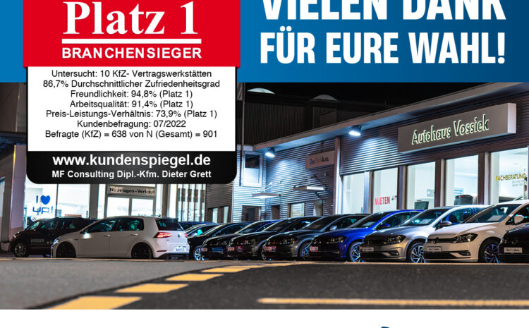  Dank Ihnen – Platz 1 im Schweinfurter Kundenspiegel
